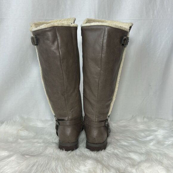 G By Guess Faux Leather Taupe Knee High Riding Boots Sz 11 - Picture 3 of 6